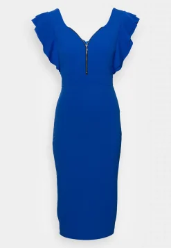 Wal G Cassidy Front Zip Frill Midi Dress – Cocktail Dress / Party Dress . Popular|Women Dress
