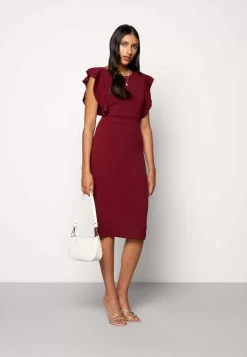 Wal G Diana Ruffle Sleeve Midi Dress – Jersey Dress . Cheap|Women Dress