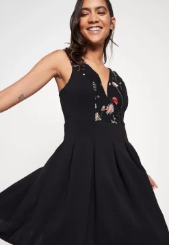 Wal G Embroidered V Neck Skater – Cocktail Dress / Party Dress . Official|Women Dress