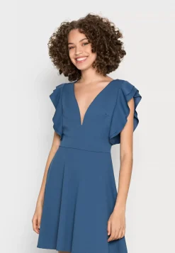 Wal G Lucia V Neck Frill Sleeve Skater Dress – Cocktail Dress / Party Dress . Closeout Sale|Women Dress
