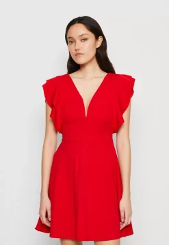 Wal G Lucia V Neck Frill Sleeve Skater Dress – Cocktail Dress / Party Dress . Discount Sale|Women Dress