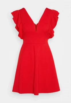 Wal G Lucia V Neck Frill Sleeve Skater Dress – Cocktail Dress / Party Dress . Discount Sale|Women Dress