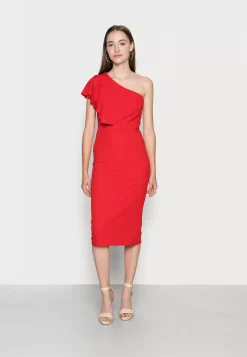 Wal G Shilpa Side Frill Midi Dress – Jersey Dress . Discount Sale|Women Dress