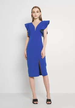 Wal G V Neck Ruffle Sleeve Midi Dress – Cocktail Dress / Party Dress . Shop|Women Dress