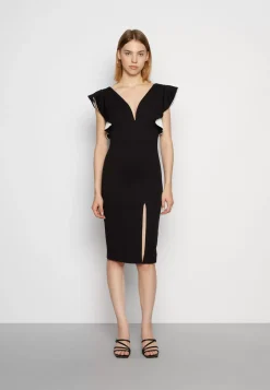 Wal G V Neck Ruffle Sleeve Midi Dress – Cocktail Dress / Party Dress . Free Delivery|Women Dress