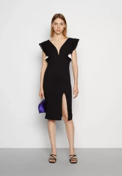 Wal G V Neck Ruffle Sleeve Midi Dress – Cocktail Dress / Party Dress . Free Delivery|Women Dress