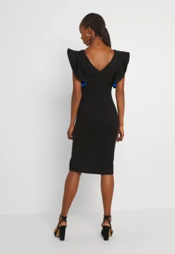 Wal G V Neck Ruffle Sleeve Midi Dress – Cocktail Dress / Party Dress . Cheap|Women Dress